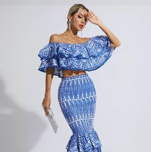 ANA cutout ruffle 2 pieces set. Available in Size S, M, L